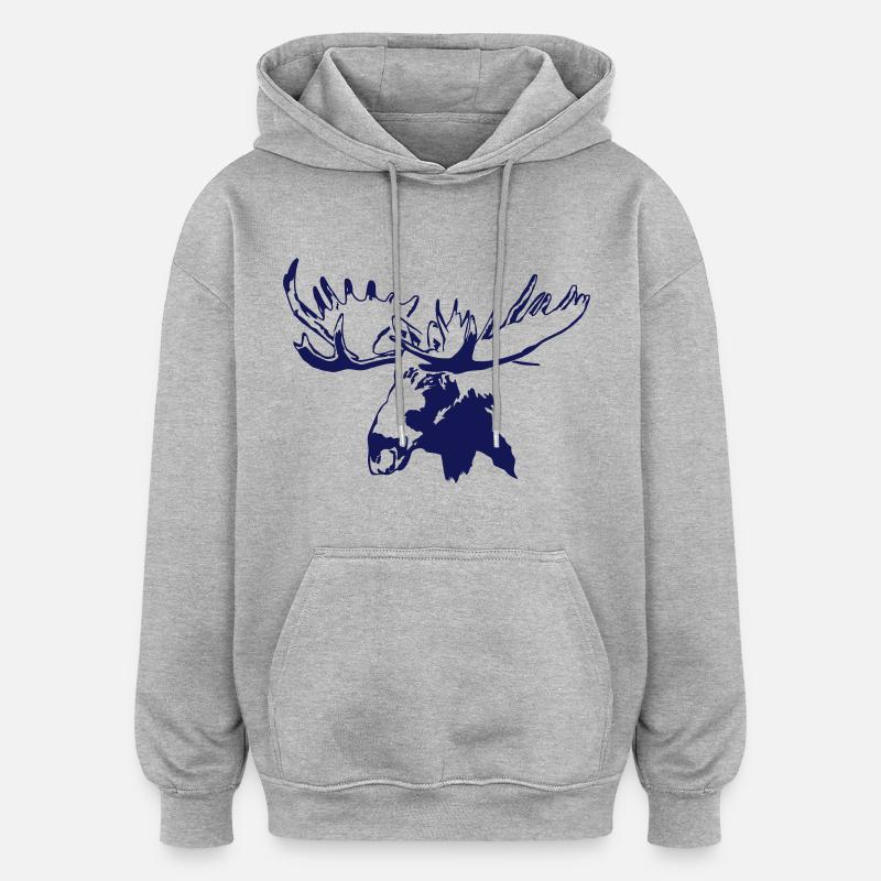 élan - moose - elk - hunting - hunter - Sweat à capuche oversize unisexe - gris chiné