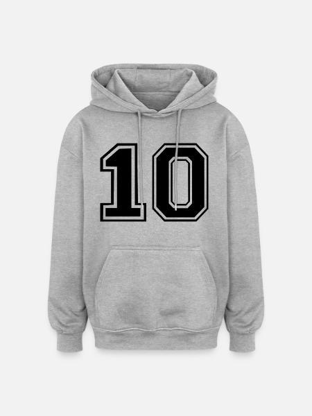 10 - Oversized Unisex Hoodie - Grau meliert