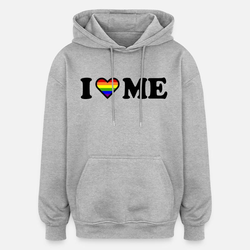 I love me - Sweat à capuche oversize unisexe - gris chiné