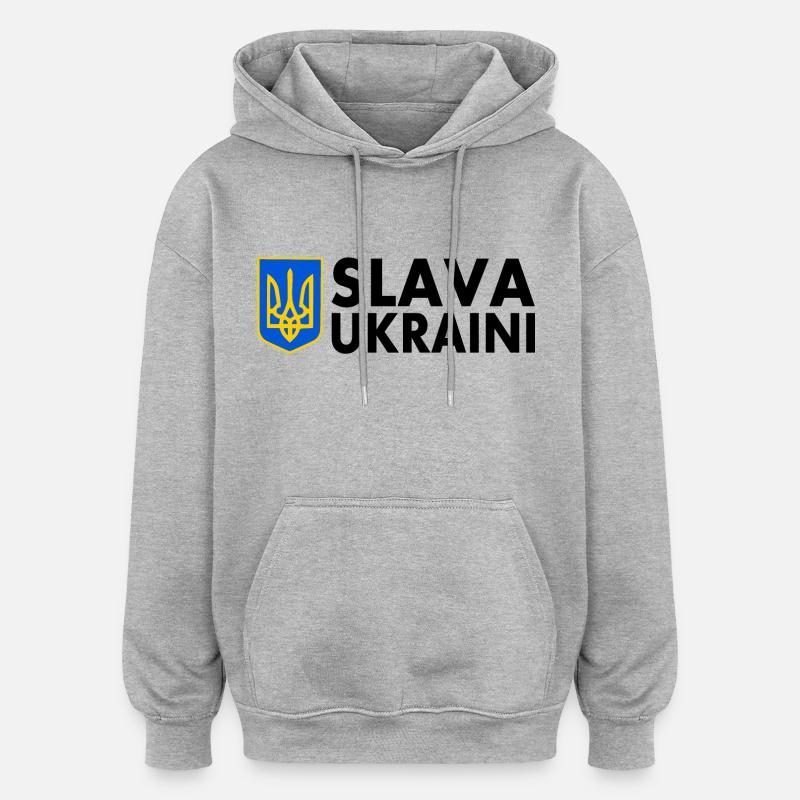Slava ukraini - Sweat à capuche oversize unisexe - gris chiné