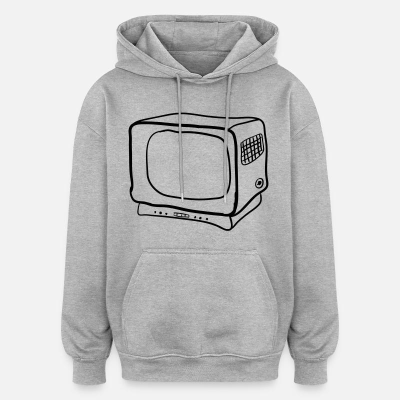 Vieille télévision - Sweat à capuche oversize unisexe - gris chiné
