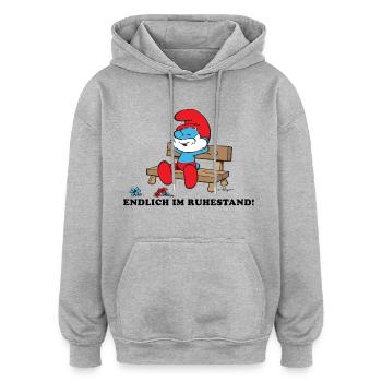 Schlümpfe Design Endlich Im Ruhestand - Oversized Unisex Hoodie - Grau meliert - Vorne - Noah (186cm)