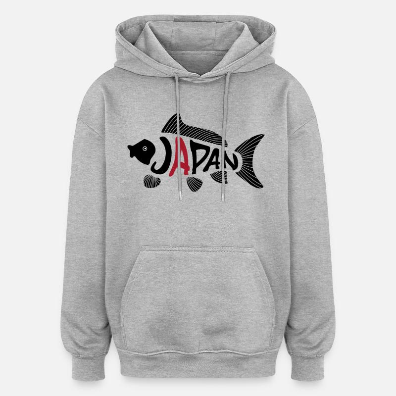 Poisson koï du Japon - Sweat à capuche oversize unisexe - gris chiné