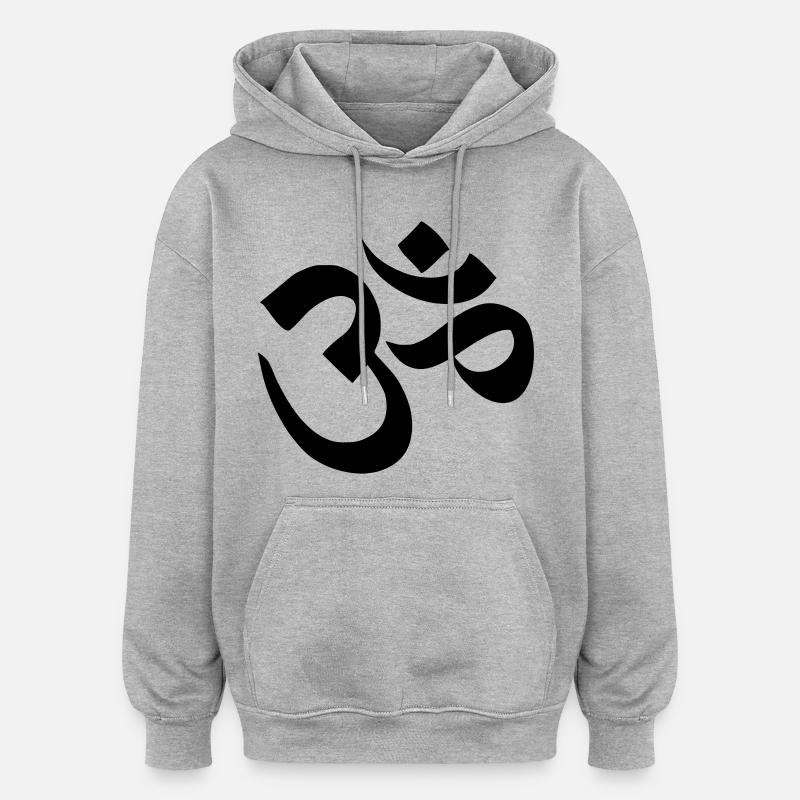 Om Ornament - Sweat à capuche oversize unisexe - gris chiné