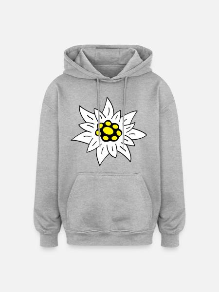 Edelweiss - Sweat à capuche oversize unisexe - gris chiné