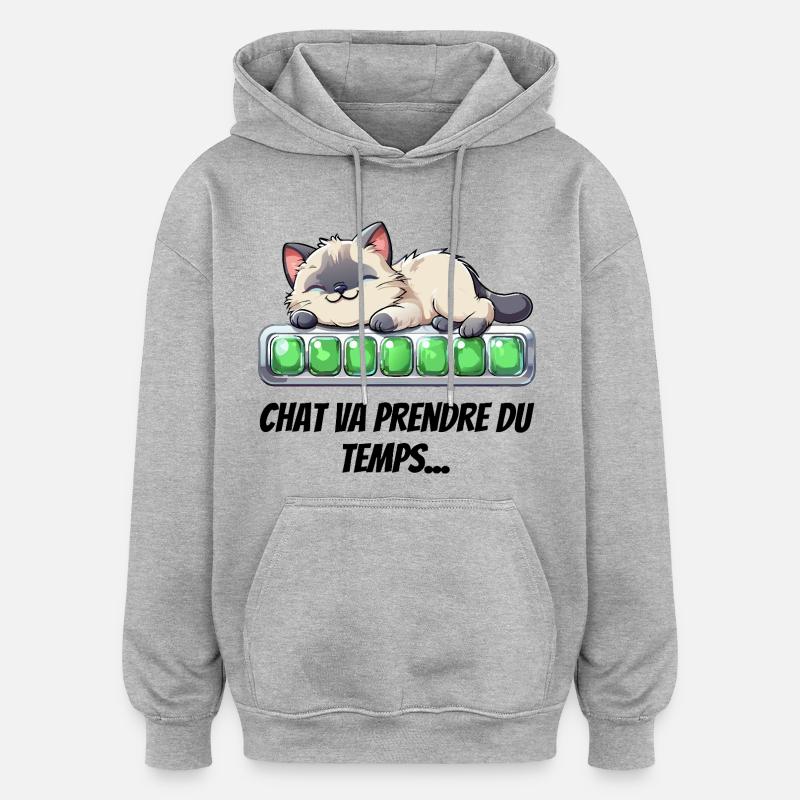 Katze wird Zeit brauchen - süßes Kätzchen - Oversized Unisex Hoodie - Grau meliert