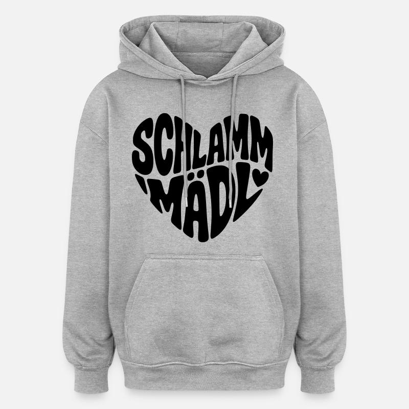 Schlamm Mädl  - Oversized Unisex Hoodie - Grau meliert