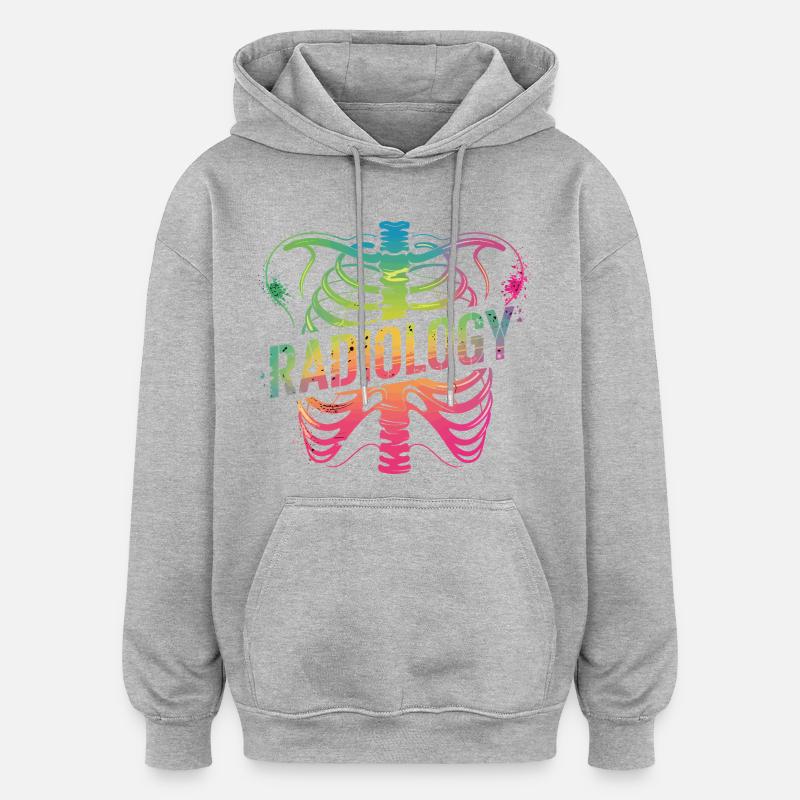 Côtes de radiologie arc-en-ciel - Sweat à capuche oversize unisexe - gris chiné