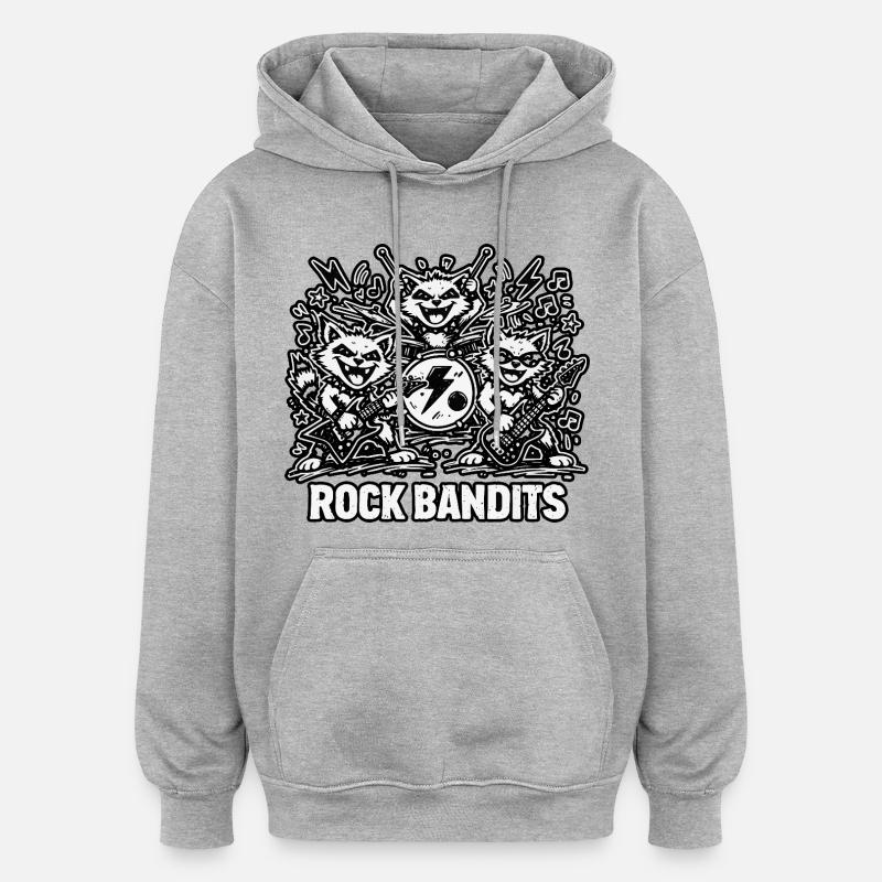 Bandits de roche : Jupe raton laveur - Sweat à capuche oversize unisexe - gris chiné