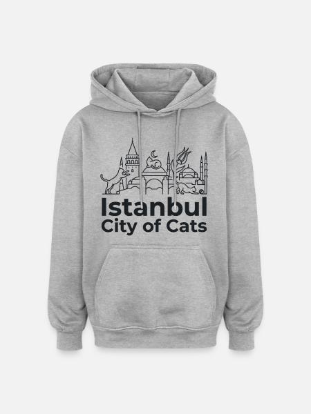 Istanbul City of Cats - Oversized Unisex Hoodie - heather grey