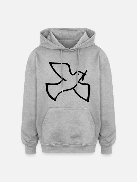 Friedenstaube - Oversized Unisex Hoodie - Grau meliert