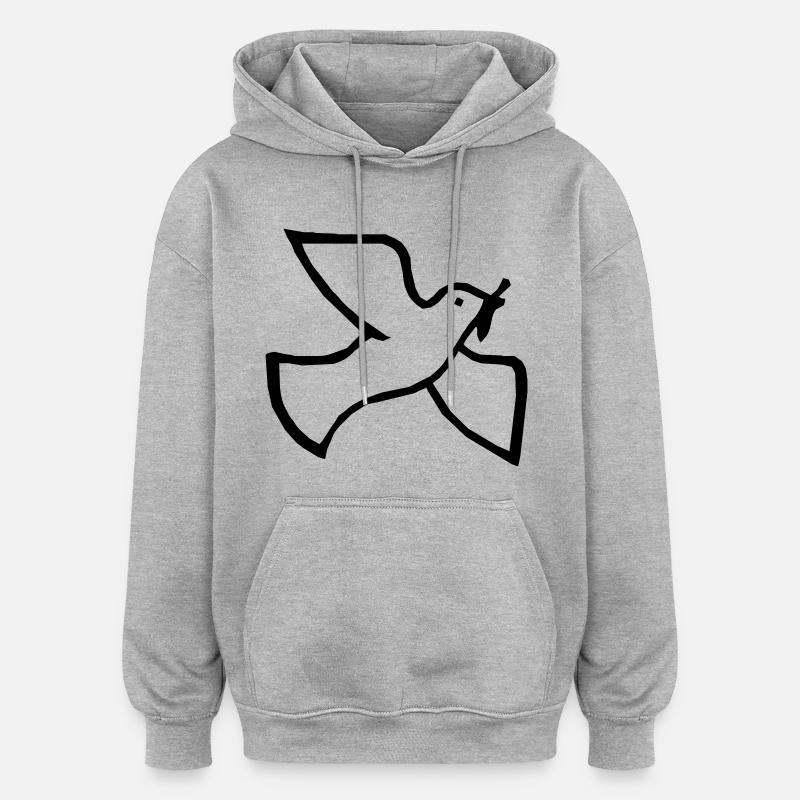 Friedenstaube - Oversized Unisex Hoodie - Grau meliert