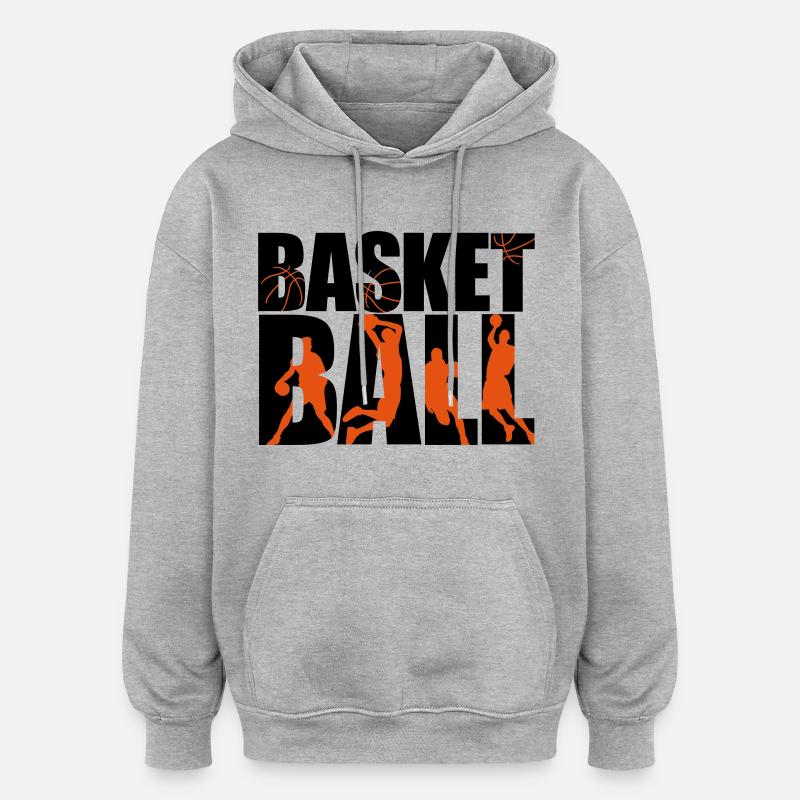 basketball 4_2c - Sweat à capuche oversize unisexe - gris chiné