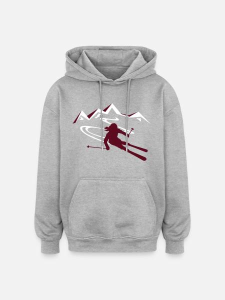 Skifahrerin Berge - Oversized Unisex Hoodie - Grau meliert