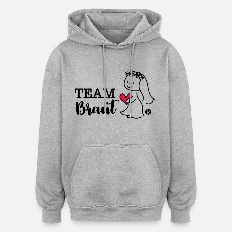 Braut mit Herz - Junggesellinnenabschied - - Sweat à capuche oversize unisexe - gris chiné