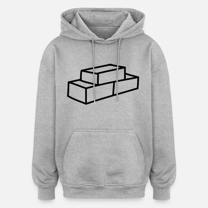 Brique - Sweat à capuche oversize unisexe - gris chiné