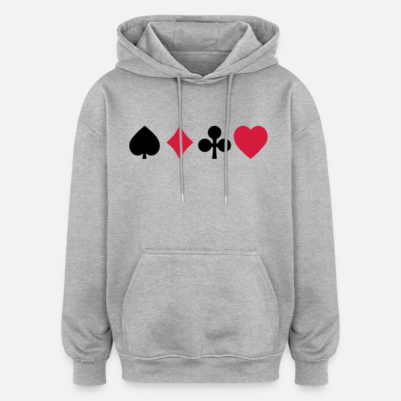 playing cards cartes à jouer - Sweat à capuche oversize unisexe - gris chiné