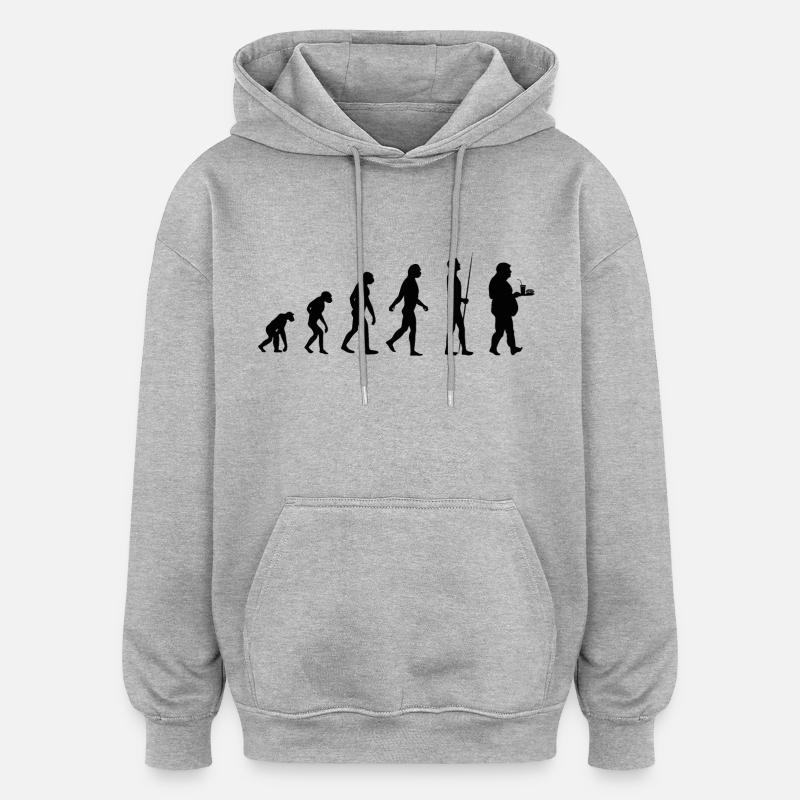 Evolution des Essens - Oversized Unisex Hoodie - Grau meliert