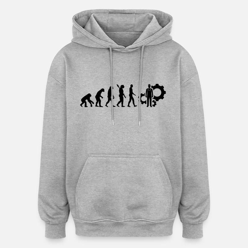 Evolution Techniker Technik b - Oversized Unisex Hoodie - Grau meliert