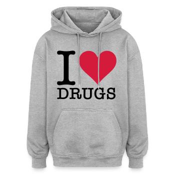 Ich liebe Drogen! - Oversized Unisex Hoodie - Grau meliert - Vorne - Noah (186cm)