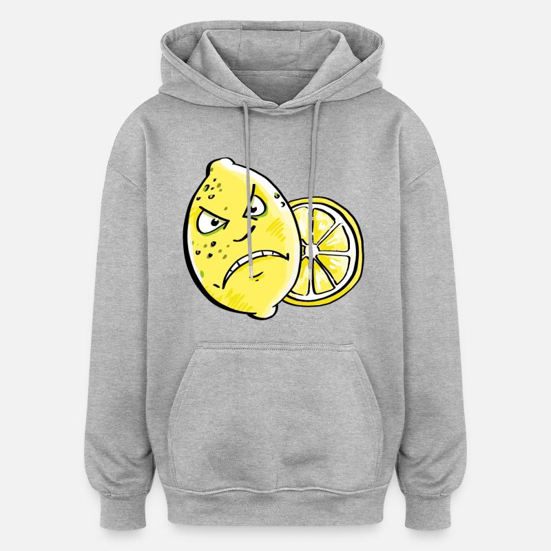 Bin Sauer - Citron - Citrus - Sweat à capuche oversize unisexe - gris chiné