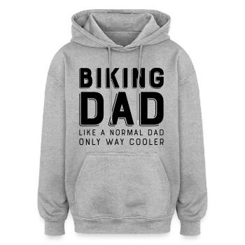 Papa vélo - Sweat à capuche oversize unisexe - gris chiné - Devant - Noah (186cm)