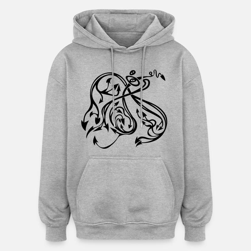 Flèches - Sweat à capuche oversize unisexe - gris chiné