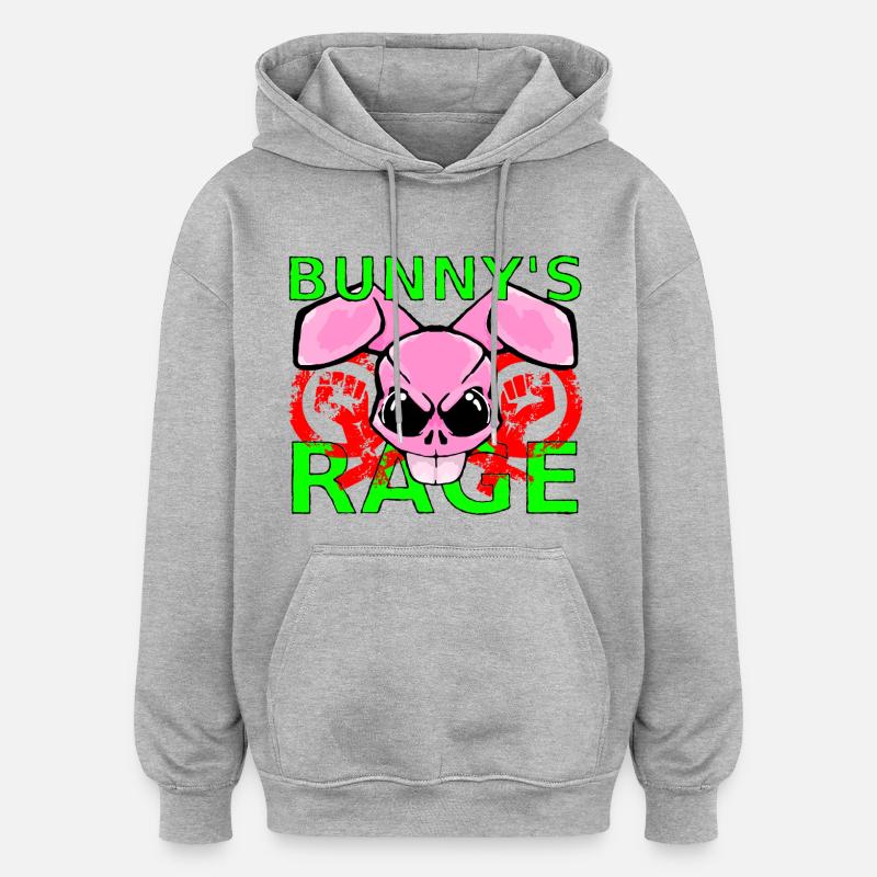 Lapin enragé - Sweat à capuche oversize unisexe - gris chiné