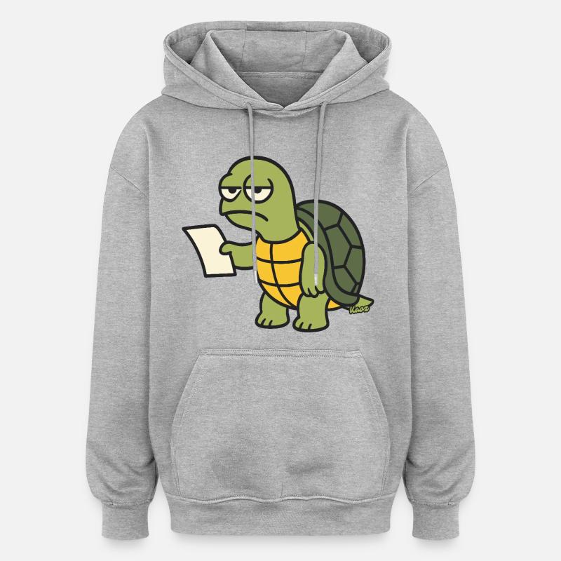 Tortue lente avec papier - Sweat à capuche oversize unisexe - gris chiné