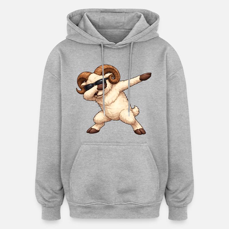 Tabbing du Bélier - Sweat à capuche oversize unisexe - gris chiné