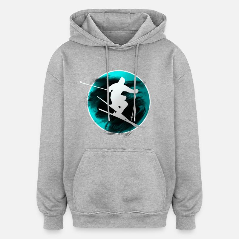 ski - Sweat à capuche oversize unisexe - gris chiné