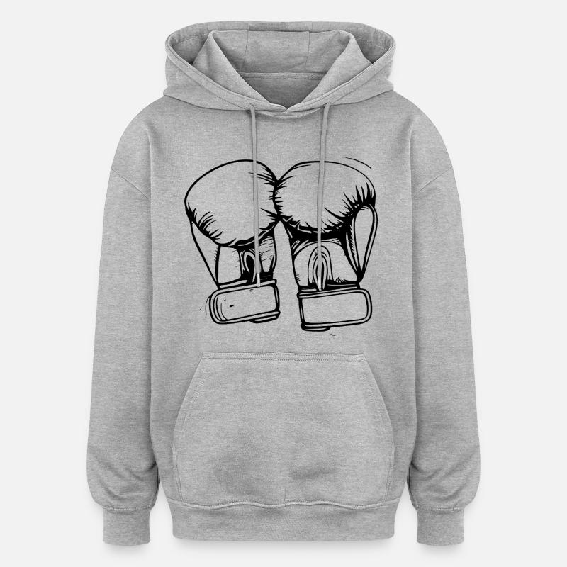 Dessin de gants de boxe - Sweat à capuche oversize unisexe - gris chiné