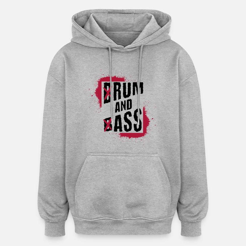 Batterie et basse | Rhum et âne - Sweat à capuche oversize unisexe - gris chiné