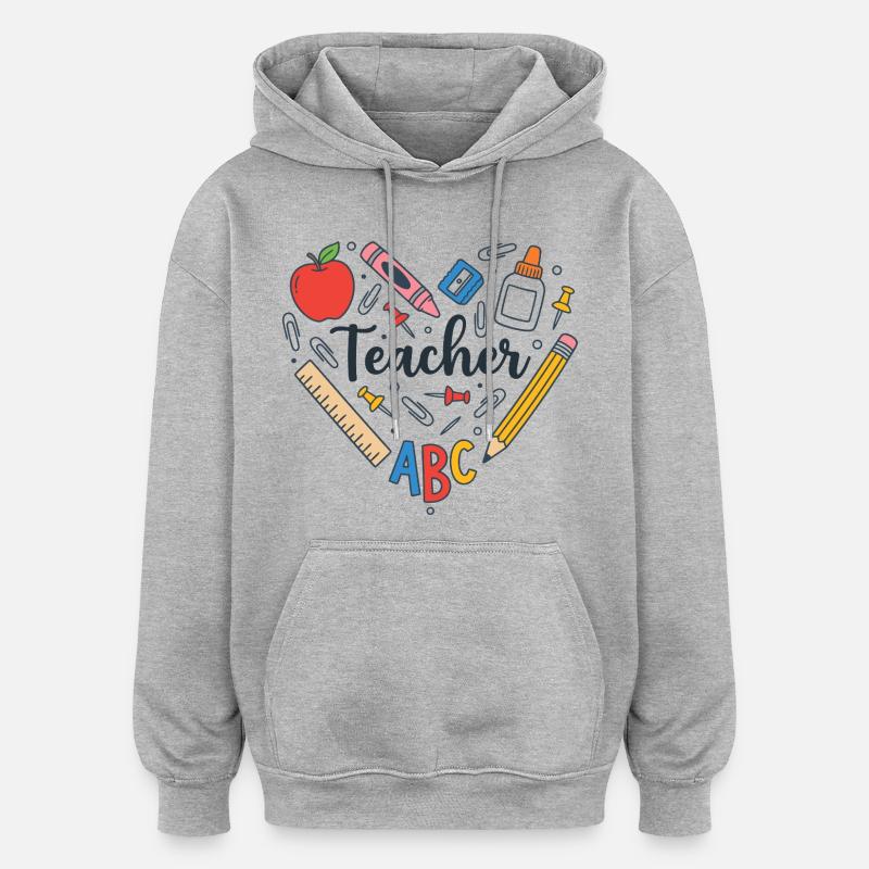 Professeure - Professeur - Sweat à capuche oversize unisexe - gris chiné