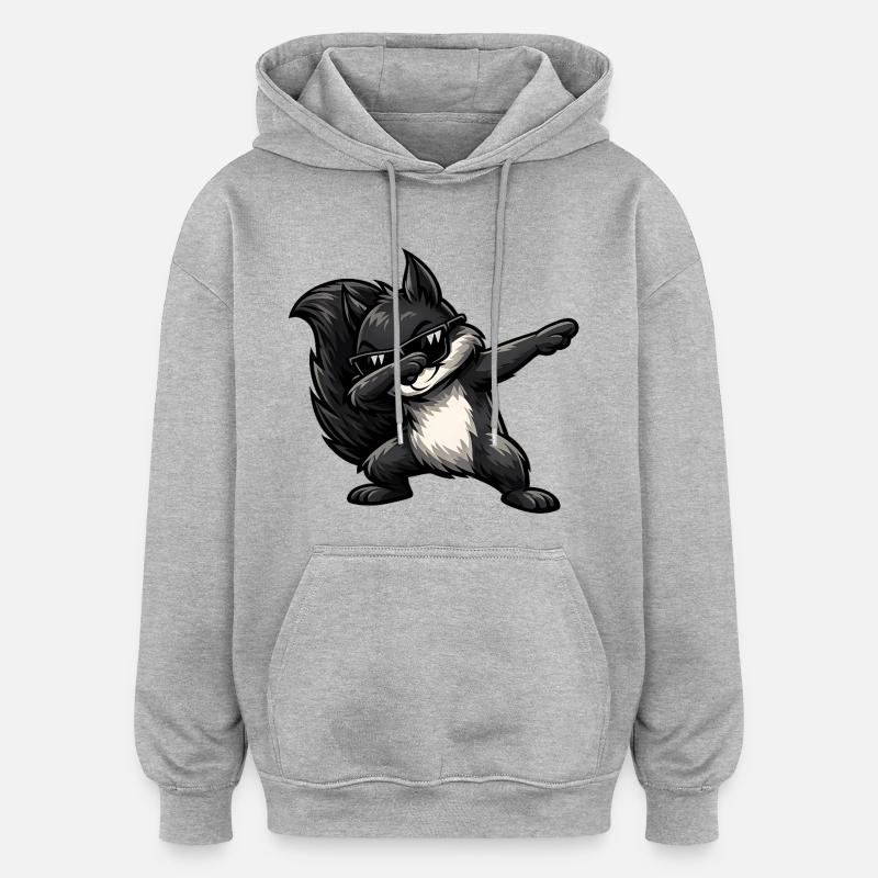 Écureuil noir à tapoter - Sweat à capuche oversize unisexe - gris chiné