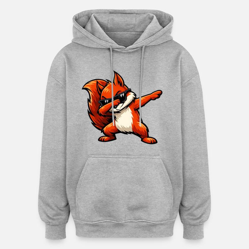 Dabbing Rotes Eichhörnchen - Oversized Unisex Hoodie - Grau meliert