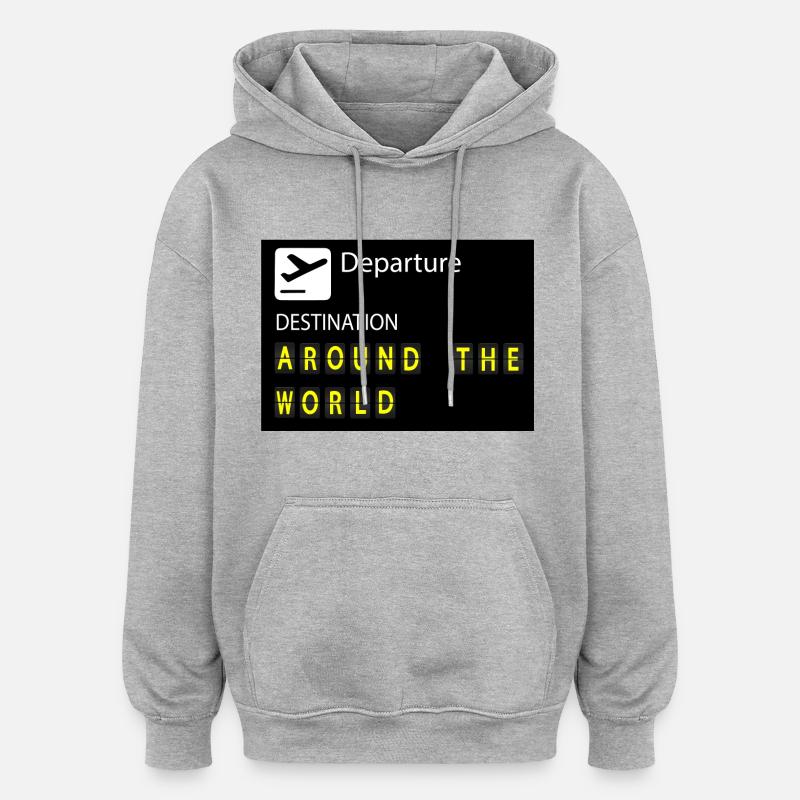 Tour du monde - Sweat à capuche oversize unisexe - gris chiné