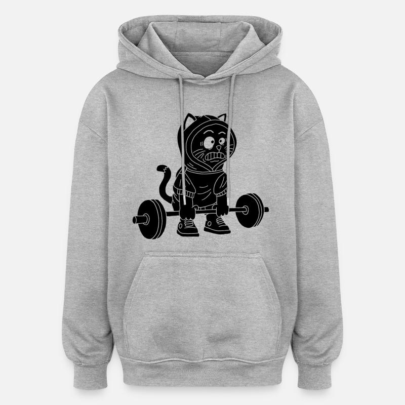 La puissance du chaton noir - Sweat à capuche oversize unisexe - gris chiné