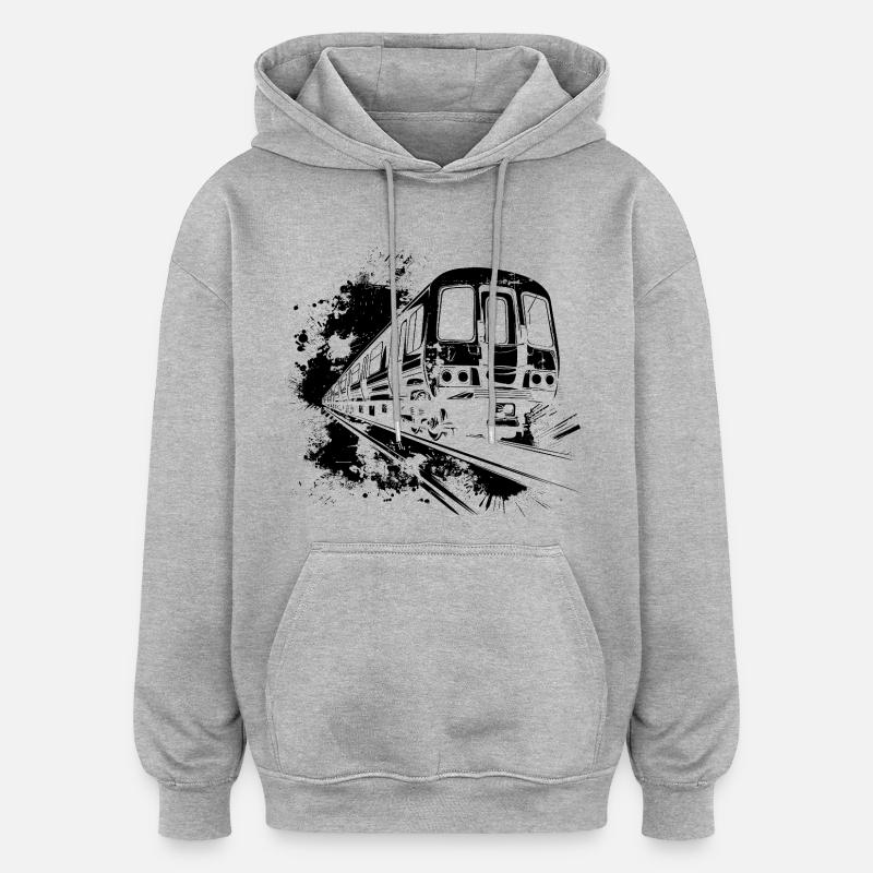 Taches de peinture de train - Sweat à capuche oversize unisexe - gris chiné