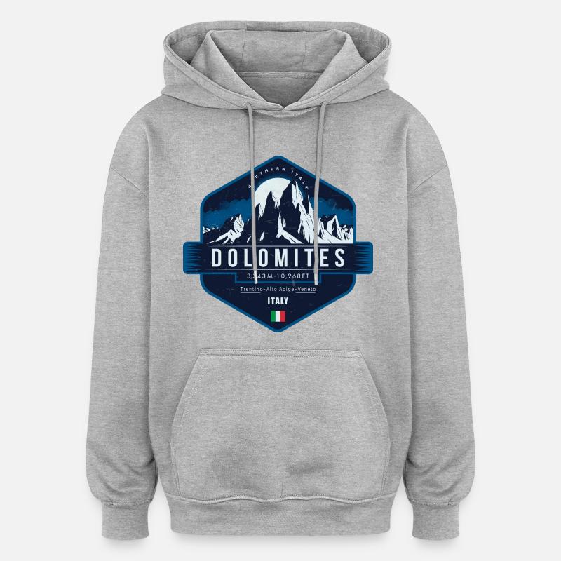 Dolomiten , Italien - Oversized Unisex Hoodie - Grau meliert
