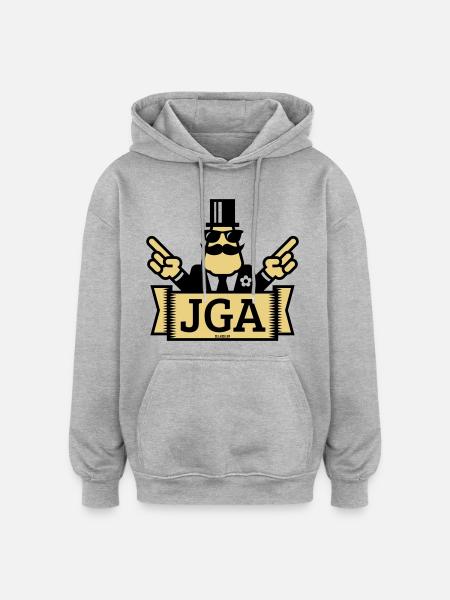 JGA Handzeichen (Junggesellenabschied / 2C) - Oversized Unisex Hoodie - Grau meliert