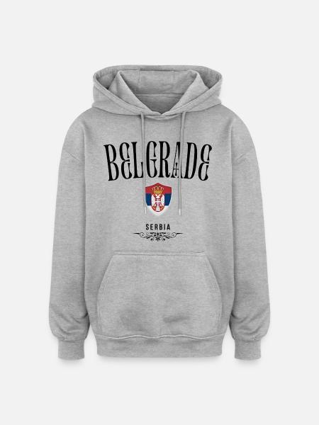 Souvenir Belgrad, ich liebe Belgrad - Oversized Unisex Hoodie - Grau meliert