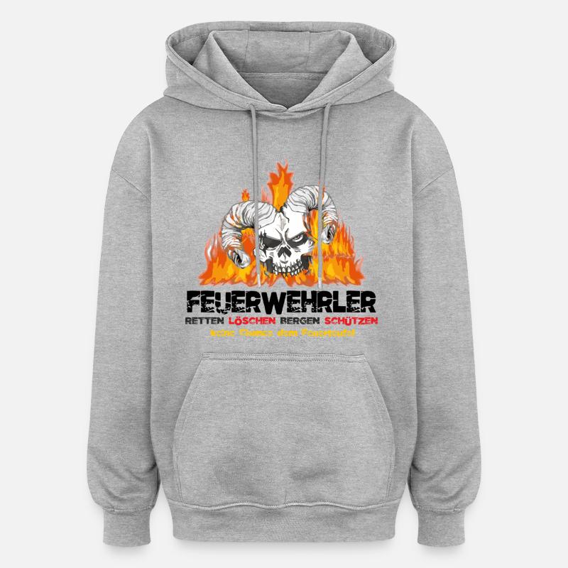 Firefighter Fire Devil - Oversized Unisex Hoodie - heather grey