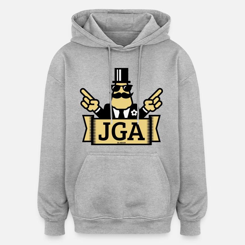 JGA Handzeichen (Junggesellenabschied / 3C) - Oversized Unisex Hoodie - Grau meliert