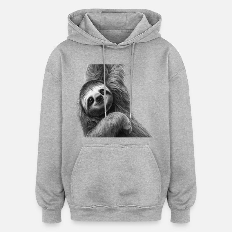Heureuse Gris Paresseuse - Sweat à capuche oversize unisexe - gris chiné
