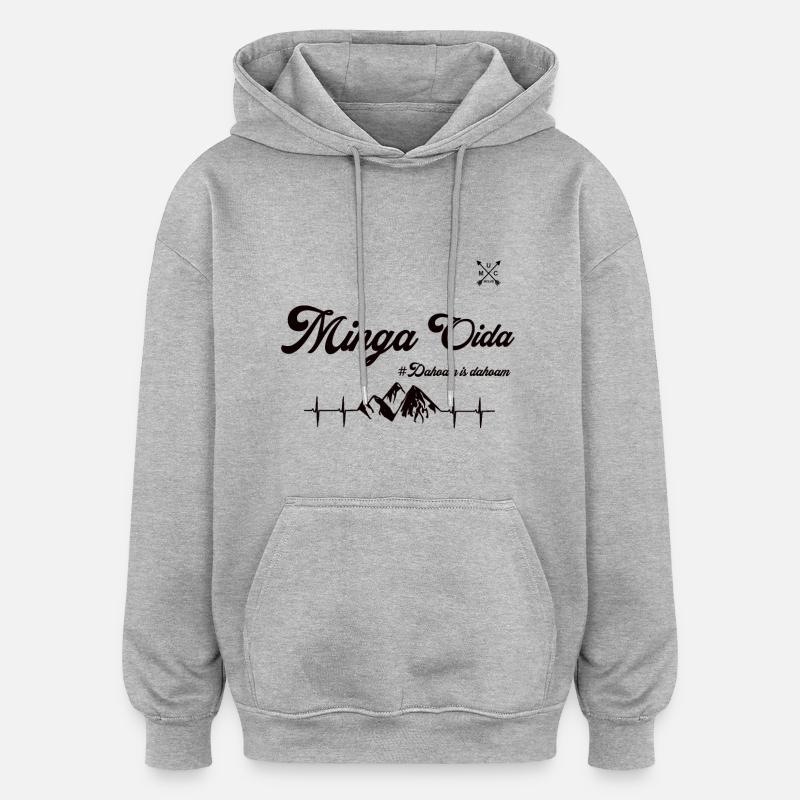 Minga Oida Stuff - Sweat à capuche oversize unisexe - gris chiné