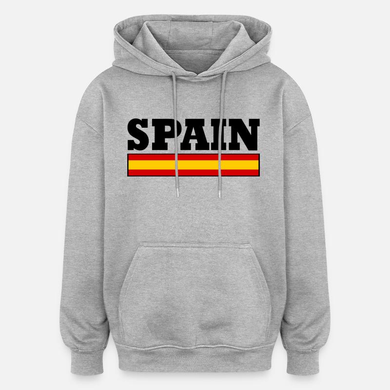 Drapeau Espagne - Sweat à capuche oversize unisexe - gris chiné