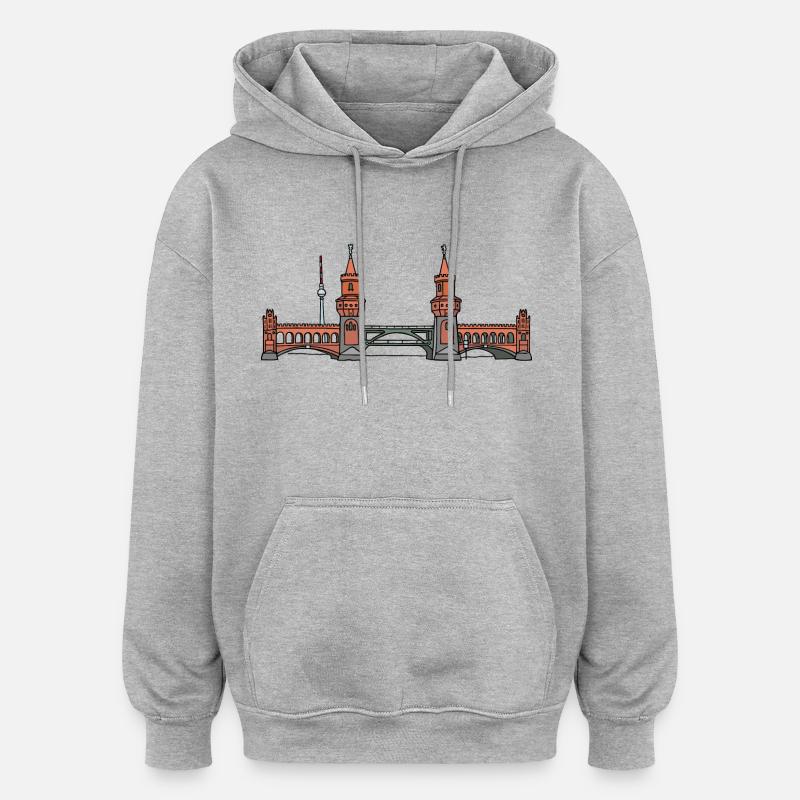 Oberbaum Bridge BERLIN c - Oversized Unisex Hoodie - heather grey