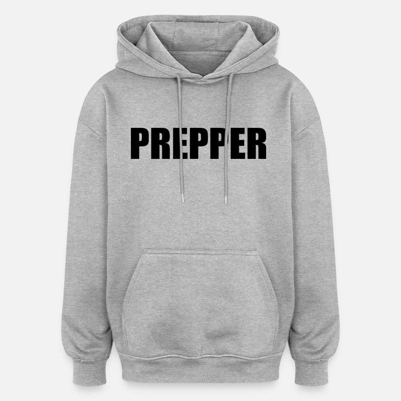 Prepper - Sweat à capuche oversize unisexe - gris chiné