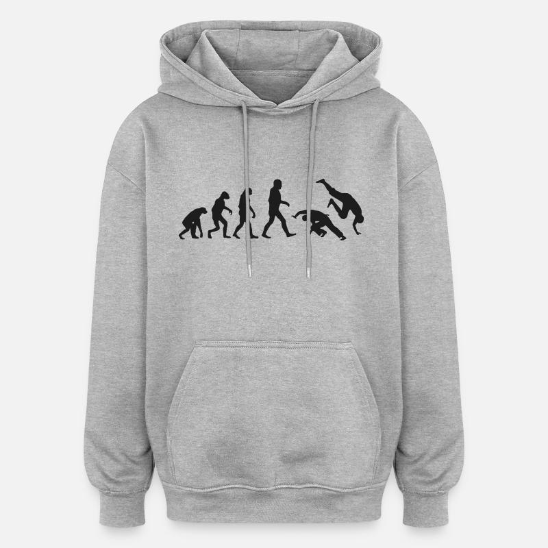 Capoeira Evolution logo - Sweat à capuche oversize unisexe - gris chiné